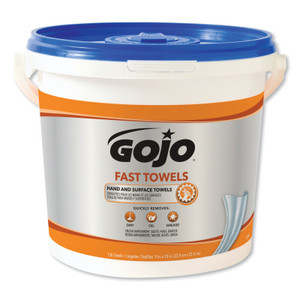 Gojo Fast Wipes Hand Cleaning Towels Case, Citrus, Wet Wipe, 4 Buckets Per Case, 130 Wipers Per Bucket (315-6298-04)