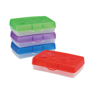 Storex Pencil Box, 8.38 x 5.63 x 2.5, Randomly Assorted Colors