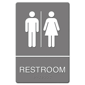 Headline Sign ADA Sign, Restroom Symbol Tactile Graphic, Molded Plastic, 6 x 9, Gray (USS4812) View Product Image