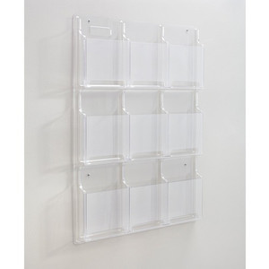 Safco 9-Pocket Magazine/Literature Display Rack - 9 Pocket(s) - 36.88" Height x 30" Width x 2" Depth - Break Resistant - Clear - Plastic
