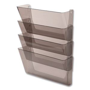 deflecto DocuPocket Stackable Four-Pocket Wall File, 4 Sections, Letter Size, 13" x 4", Smoke