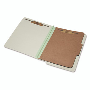 AbilityOne 7530015907106 SKILCRAFT End Tab Classification Folders, 2" Expansion, 1 Divider, 4 Fasteners, Letter Size, Light Green, 10/BX