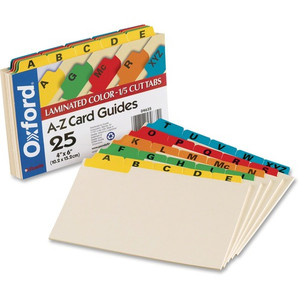 Oxford A-Z Laminated Tab Card Guides - 25 x Divider(s) - Printed Tab(s) - Character - A-Z - 6" Divider Width