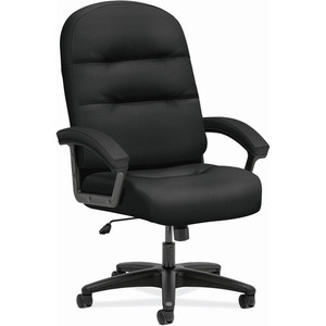 HON Pillow-Soft Executive High-Back Chair | Fixed Arms | Black Fabric - Black Seat Color - Plush Seat Material - Black Back Color - Plush Back Material - Black Frame Color