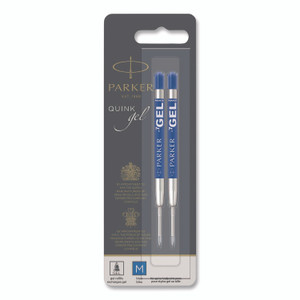 Parker Refill for Parker Retractable Gel Ink Roller Ball Pens, Medium Conical Tip, Blue Ink, 2/Pack