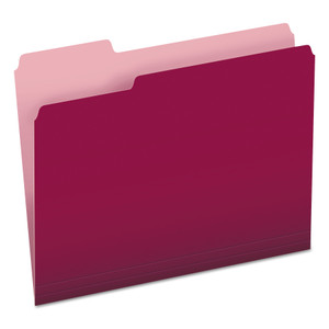 Pendaflex Colored File Folders, 1/3-Cut Tabs: Assorted, Letter Size, Burgundy/Light Burgundy, 100/Box