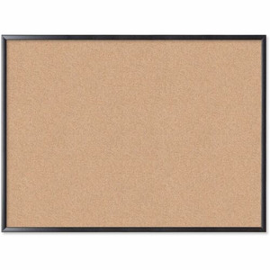 U Brands Cork Bulletin Board - 36" Board Height x 48" Board Width - Natural Cork Surface - Self-healing, Durable, Mounting System, Tackable, Sturdy - Black Wood Frame