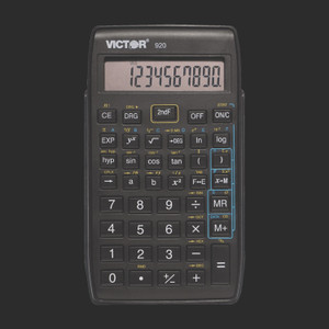 Victor 920 Compact Scientific Calculator with Hinged Case, 10-Digit LCD