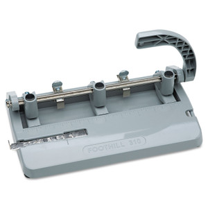 AbilityOne 7520002633425 SKILCRAFT Heavy-Duty Three-Hole Punch, 13/32" Holes, 28-Sheet, Gray (NSN2633425) View Product Image