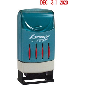 Xstamper VersaDater Large Type Date Stamp - Message/Date Stamp - FAXED, PAID, RECEIVED - 1" Impression Width x 0.16" Impression Length - Red - Recycled
