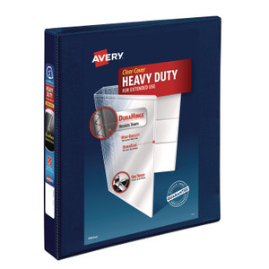 Avery Heavy-Duty View Binder with DuraHinge and One Touch EZD Rings, 3 Rings, 1" Capacity, 11 x 8.5, Navy Blue