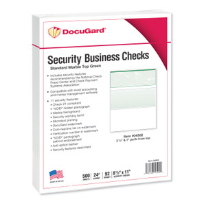 DocuGard Standard Security Check, 11 Features, 8.5 x 11, Green Marble Top, 500/Ream (PRB04502) View Product Image