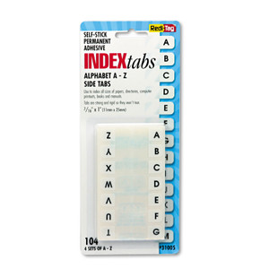 Redi-Tag Legal Index Tabs, Preprinted Alpha: A to Z, 1/12-Cut, White, 0.44" Wide, 104/Pack (RTG31005) View Product Image