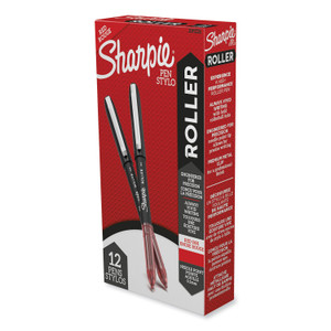 Sharpie Roller Professional Design Rollerball Pen, Stick, Fine 0.5 mm, Red Ink, Black/Red Barrel, Dozen