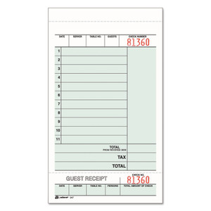 Adams Guest Check Unit Set, Two-Part Carbonless, 6.75 x 4.25, 50 Forms/Pad, 5 Pads/Pack (ABF947SWC) View Product Image