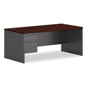 HON 38000 Series Left Pedestal Desk, 72" x 36" x 29.5", Mahogany/Charcoal
