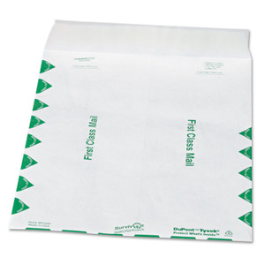 Survivor Lightweight 14 lb Tyvek Catalog Mailers, First Class, #12 1/2, Square Flap, Redi-Strip Closure, 9.5 x 12.5, White, 100/Box