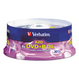 Verbatim DVD+R Dual Layer Recordable Disc, 8.5 GB, 8x, Spindle, Silver, 30/Pack