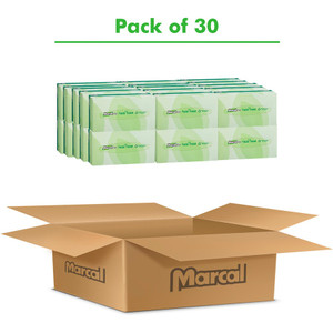 Marcal Paper Mills, Inc Facial Tissue,2-Ply,Soft,4-1/2"x8-3/5"x1-4/5",30 BX/CT,WE (MRC2930CT) View Product Image