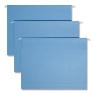 Smead Colored Hanging File Folders with 1/5 Cut Tabs, Letter Size, 1/5-Cut Tabs, Blue, 25/Box