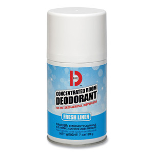 Big D Industries Metered Concentrated Room Deodorant, Fresh Linen Scent, 7 oz Aerosol Spray, 12/Box (BGD472) View Product Image