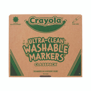 Crayola Ultra-Clean Washable Marker Classpack, Fine Bullet Tip, 10 Assorted Colors, 200/Pack