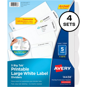 Avery; Big Tab Printable Large White Label Dividers (AVE14438) View Product Image