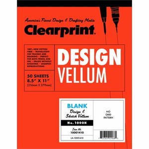 Clearprint Design Vellum Pad - Letter - 50 Sheets - Plain - 16 lb Basis Weight - Letter