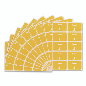 Smead AlphaZ Color-Coded Second Letter Alphabetical Labels, J, 1 x 1.63, Yellow, 10/Sheet, 10 Sheets/Pack
