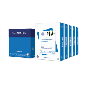 Hammermill Copy Plus Print Paper, 92 Bright, 20 lb Bond Weight, 8.5 x 11, White, 500 Sheets/Ream, 5 Reams/Carton (HAM105650) View Product Image