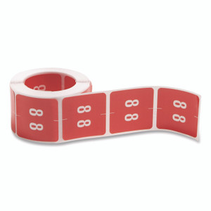 Smead Numerical End Tab File Folder Labels, 8, 1.5 x 1.5, Red, 250/Roll