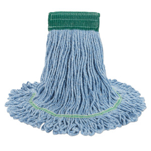 Boardwalk Super Loop Wet Mop Head, Cotton/Synthetic Fiber, 5" Headband, Medium Size, Blue, 12/Carton (BWK502BLCT) View Product Image