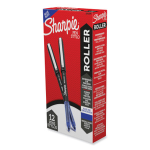 Sharpie Roller Professional Design Roller Ball Pen, Stick, Fine 0.5 mm, Blue Ink, Black/Blue Barrel, Dozen (SAN2093199) View Product Image