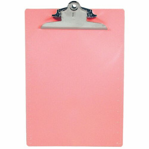 Saunders Recycled 1" Capacity Plastic Clipboard - 1" Clip Capacity - 8 19/64" x 11 45/64" Sheet Size - Plastic - Pink
