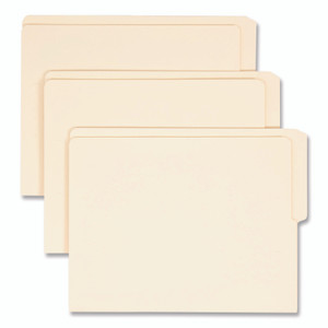 Smead Heavyweight Manila End Tab Folders, 9" High Front, 1/2-Cut Tabs: Top, Letter Size, 0.75" Expansion, Manila, 100/Box
