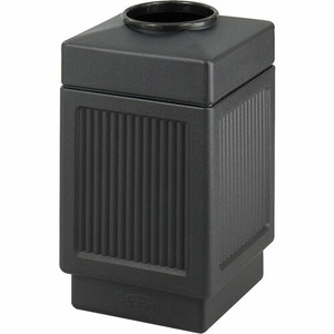Safco Indoor/Outdoor Waste Receptacle - 38 gal Capacity - 31.5" Height x 18.3" Width x 18.3" Depth - Polyethylene - Black