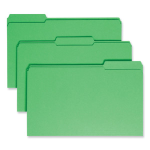 Smead Reinforced Top Tab Colored File Folders, 1/3-Cut Tabs: Assorted, Legal Size, 0.75" Expansion, Green, 100/Box