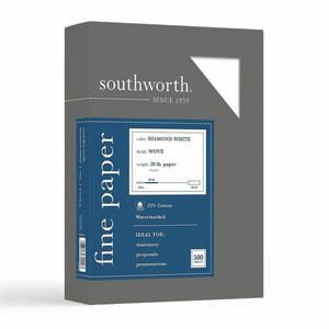 Southworth 25% Cotton Business Paper - Letter - 8 1/2" x 11" - 20 lb Basis Weight - Wove - Acid-free, Watermarked