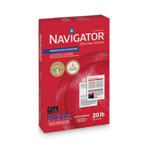 Navigator Premium Multipurpose Copy Paper, 97 Bright, 20 lb Bond Weight, 11 x 17, White, 500 Sheets/Ream, 5 Reams/Carton (SNANMP1720) View Product Image