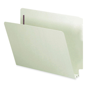 Smead End Tab Pressboard Classification Folders, Two SafeSHIELD Coated Fasteners, 2" Expansion, Letter Size, Gray-Green, 25/Box