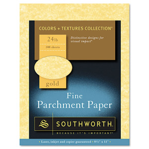 Southworth Parchment Specialty Paper, 24 lb Bond Weight, 8.5 x 11, Gold, 100/Pack (SOUP994CK336) View Product Image