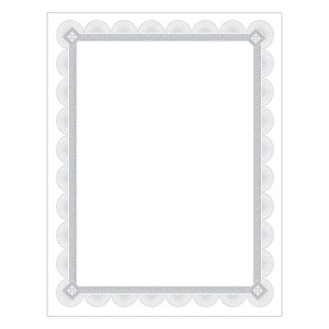 Southworth Premium Certificates, 8.5 x 11, White/Silver with Spiro Silver Foil Border,15/Pack