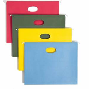 Smead Letter Recycled Hanging Folder - 8 1/2" x 11" - 3 1/2" Expansion - 11 pt. - Blue, Green, Red, Yellow - 10% Recycled