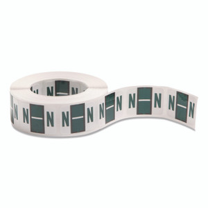 Smead A-Z Color-Coded End Tab Filing Labels, N, 1 x 1.25, White, 500/Roll