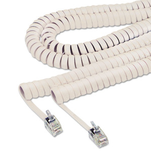 Softalk Coiled Phone Cord, Plug/Plug, 12 ft, Ivory
