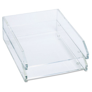 Kantek Clear Acrylic Letter Tray, 2 Sections, Letter Size Files, 10.5" x 13.75" x 2.5", Clear, 2/Pack (KTKAD15) View Product Image