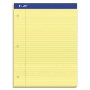 Ampad Double Sheet Pads, Wide/Legal Rule, 100 Canary-Yellow 8.5 x 11.75 Sheets (TOP20243) View Product Image