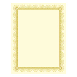 Southworth Premium Certificates, 8.5 x 11, Ivory/Gold with Spiro Gold Foil Border,15/Pack
