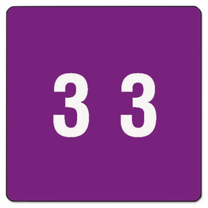 Smead Numerical End Tab File Folder Labels, 3, 1.5 x 1.5, Purple, 250/Roll (SMD67423) View Product Image