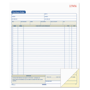 TOPS Purchase Order Book, 22 Lines, Two-Part Carbonless, 8.38 x 10.19, 50 Forms Total
